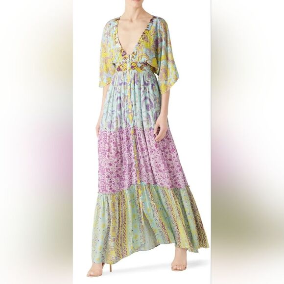 HEMANT & NANDITA SIZE XS / S Multi Floral Printed Maxi Bohemian Fairycore - Picture 6 of 9